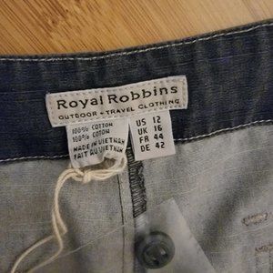NWT Royal Robbins Slub Canvas Cargo Pant, Dk Gray, Sz 12